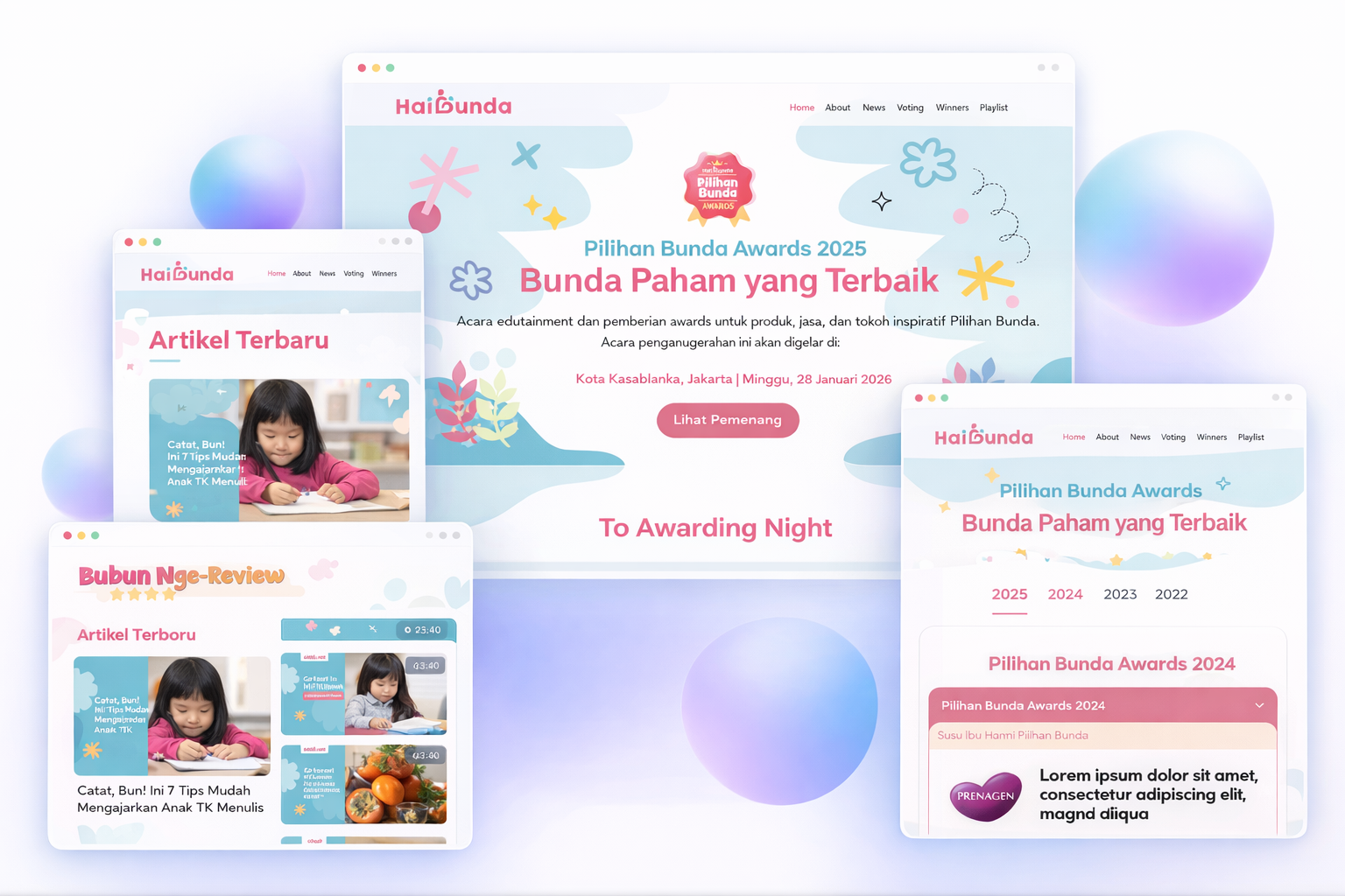 Preview arsitektur backend kampanye Pilihan Bunda Awards